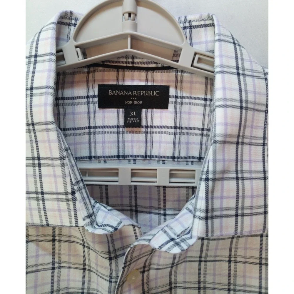 Banana Republic Long Sleeve Button Down Slim Fit Men's Shirt, XL, Plaid
